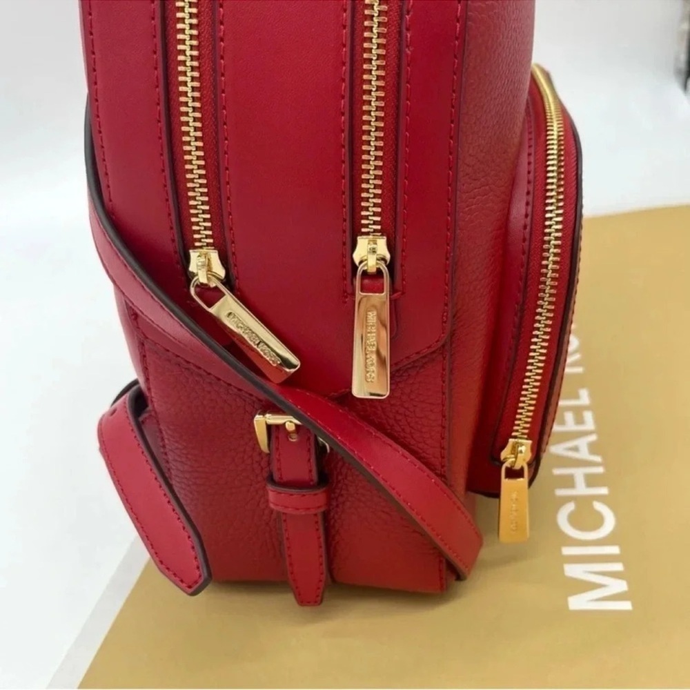 Michael Kors Medium Jaycee Backpack Red/Gold - Picture 7 of 13